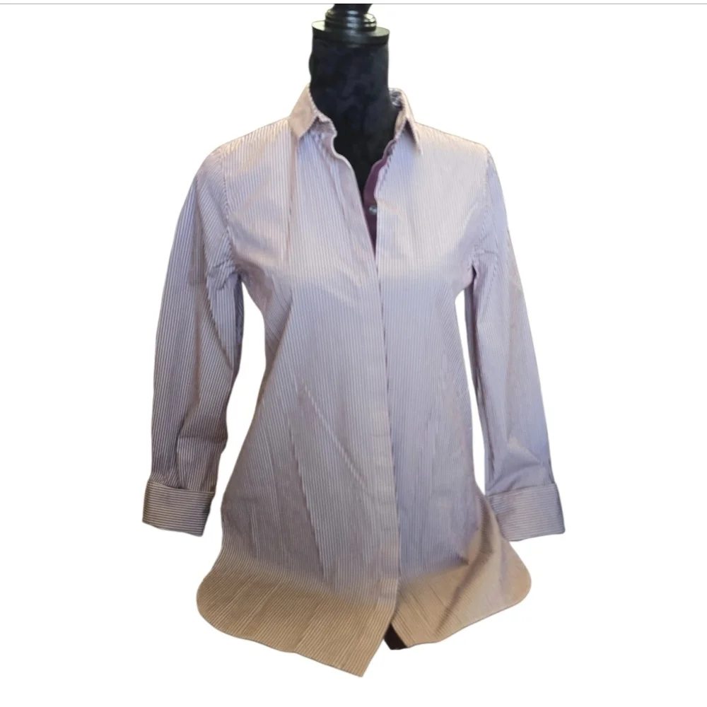 LNWOT  -  J.Crew Women's Endless Burgundy & White Striped Button Down Shirt